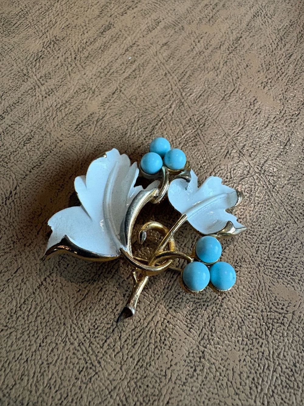 Vintage 1967 Sarah Coventry Blue Berries and Leaves Brooch